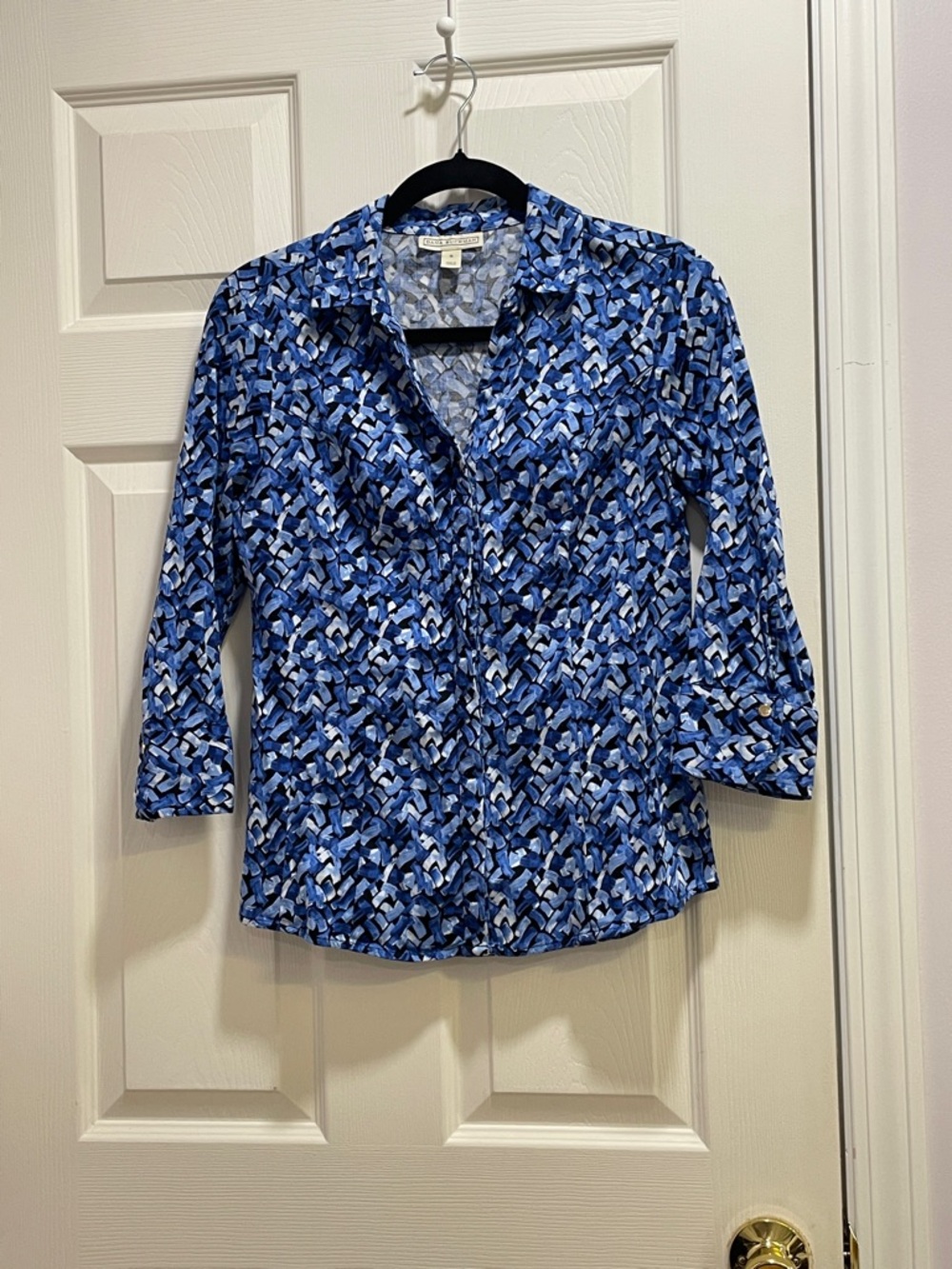 Dana Buchman Blue Abstract Print Button-Down Shirt